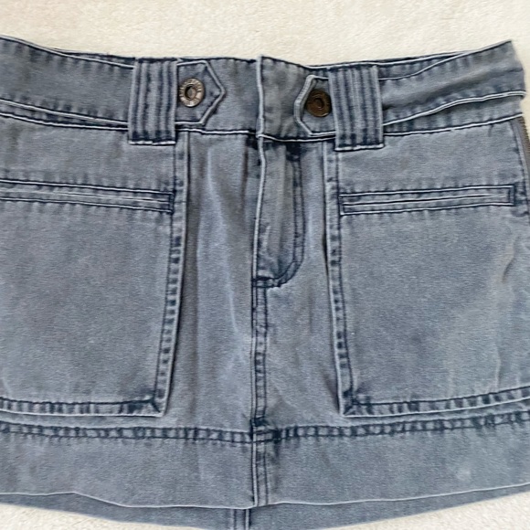 American Eagle Cotton Belted Cargo Pocket Mini Skirt Faded Blue 2 - Picture 3 of 8